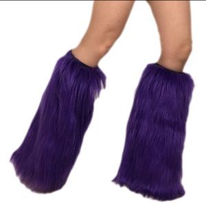 Faux Fur Leg Warmers, Purple, length 18 inches and circumference 14 inches